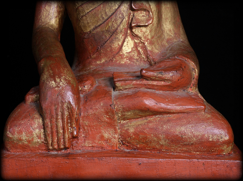 Extremely Rare 19C Wood Burmese Shan Buddha #A041